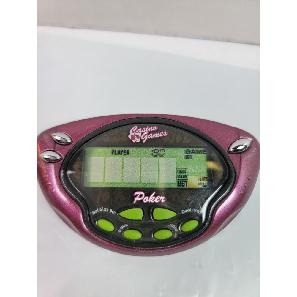 Hasbro Casino Games Poker Handheld Electronic Game Pink Metallic 2003 Tested